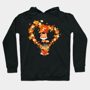 Puppy Autumn Heart design Hoodie